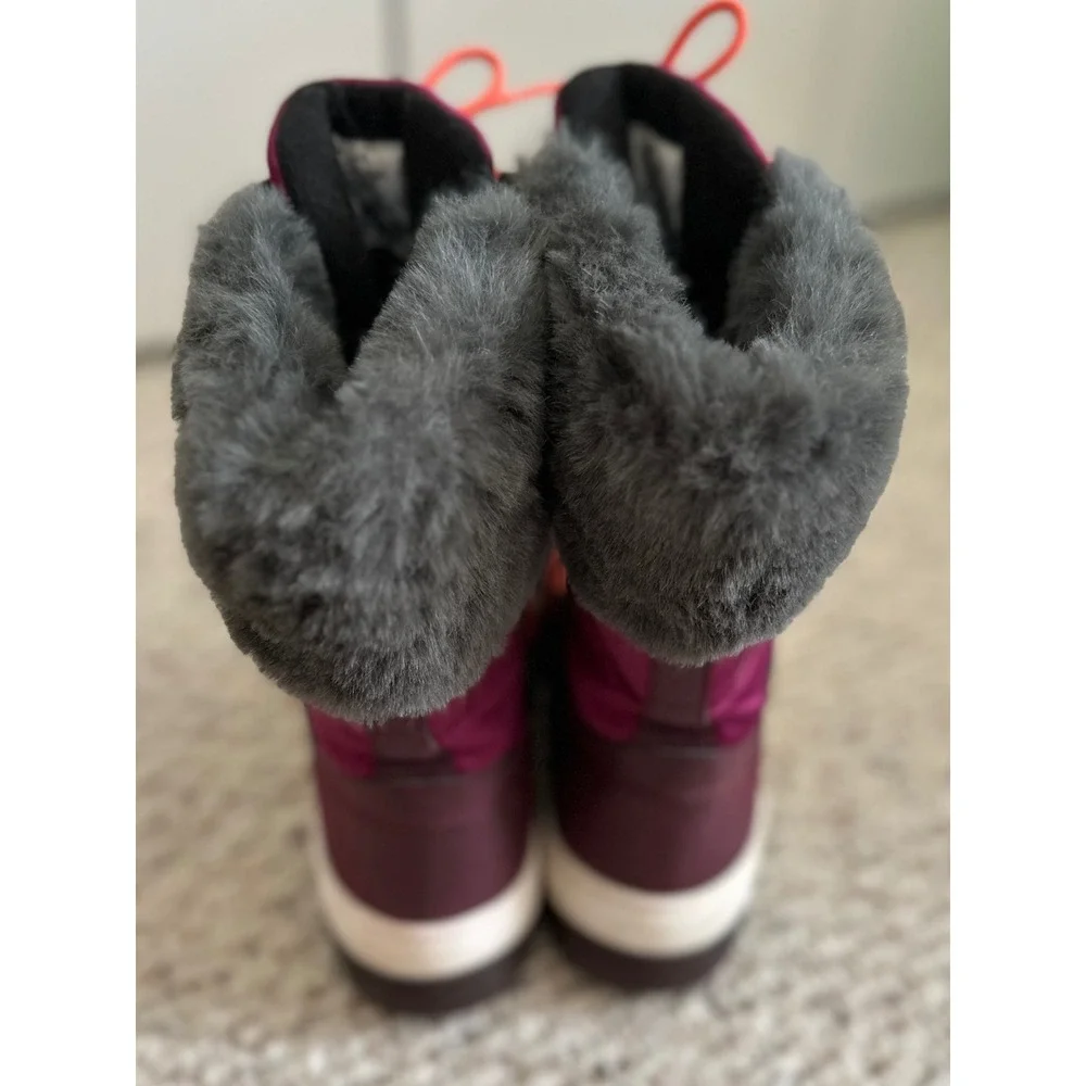 Merrell Tremblant Ezra Waterproof Snow Boots Purple Faux Fur Trim Womens 7